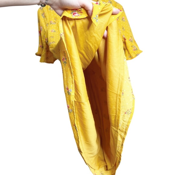 New with Tag Women's Francesca's Blue Rain Yellow Polka Dot Floral Mini Dress - Picture 7 of 16